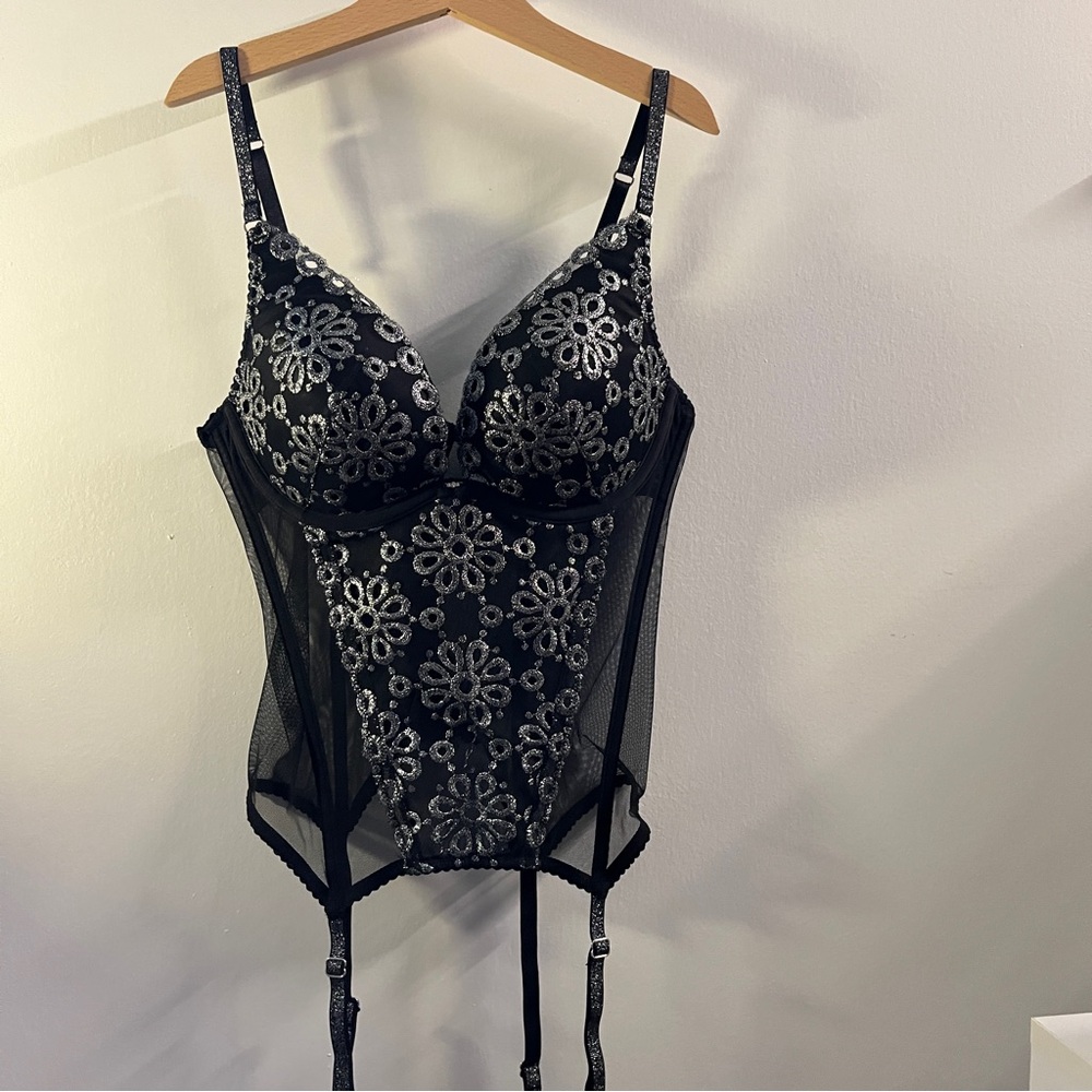 Victoria’s Secret Black and Silver Lingerie Top 34B